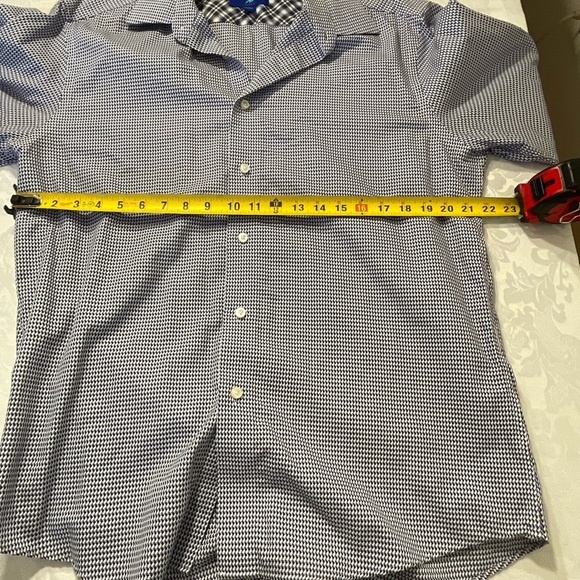 Egara Shirt Size XL Long Sleeve Mens Cotton Blue Check Non Iron Flip Cuff - Picture 5 of 7